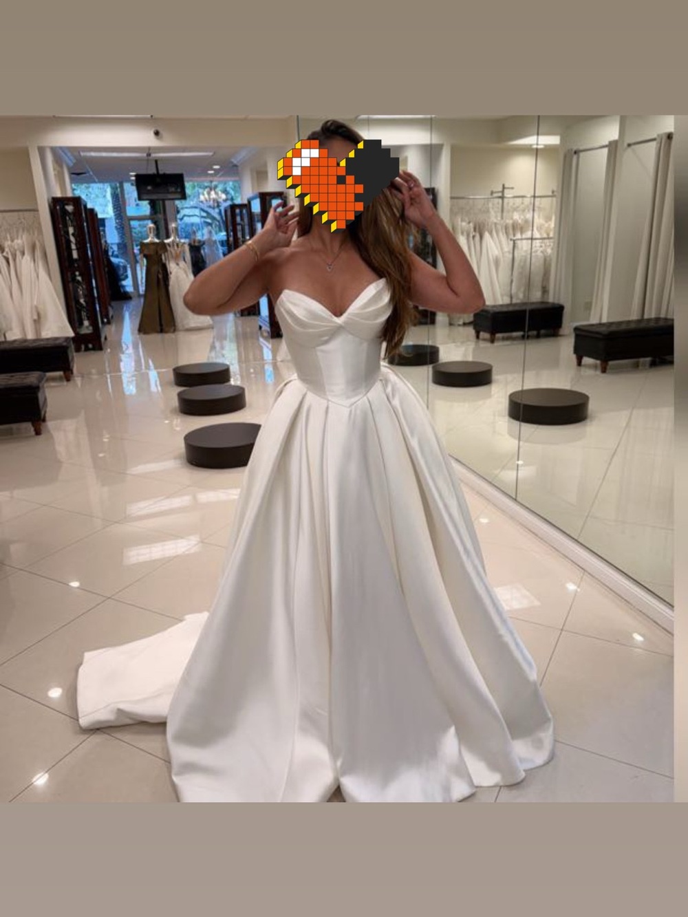 Strapless White Satin Ball Gown Bridal Dress